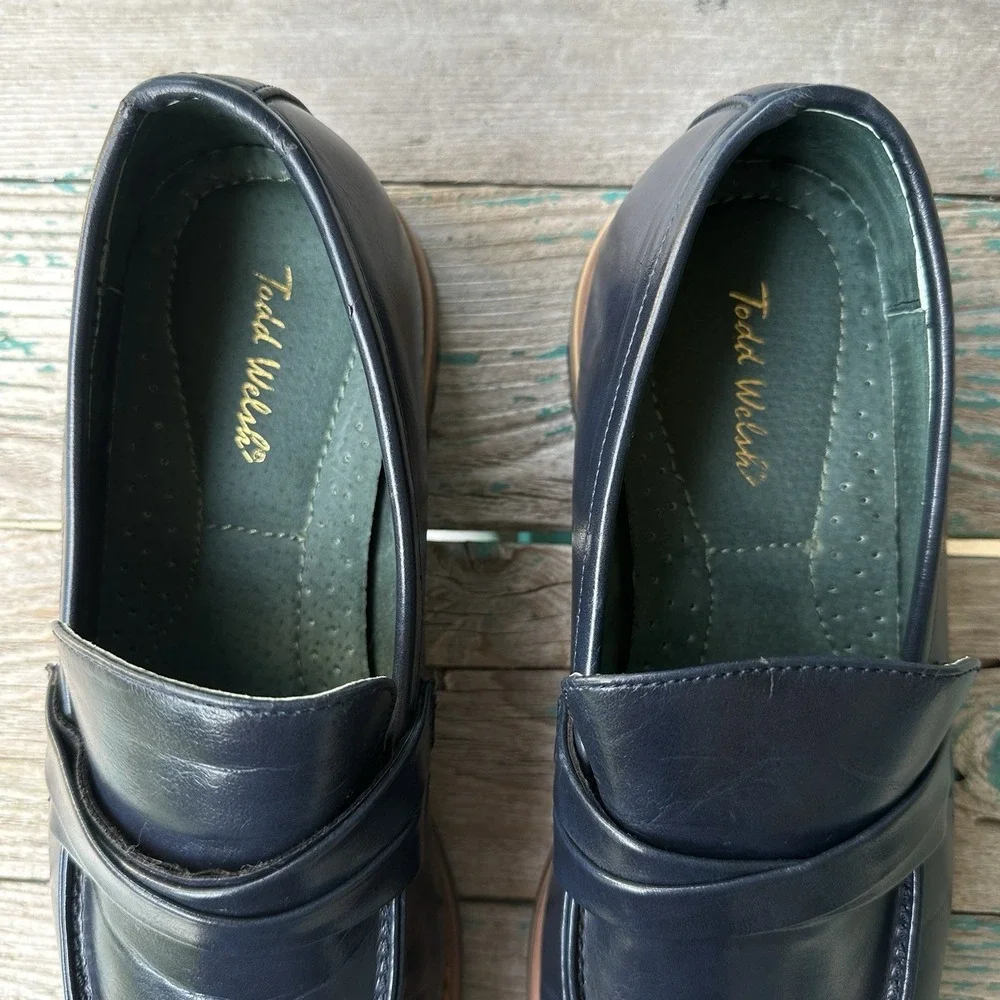 Todd Welsh  Pablo Loafer Dress Shoes Men's Size 10D US Navy Blue Leather 72652